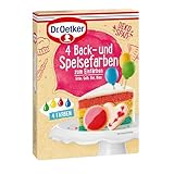 Dr. Oetker 4 Back- und Speisefarben, 4 x 20 g, Lebensmittelfarben (rot, blau, gelb & grün), zum Dekorieren und Verzieren von diversem Gebäck &...