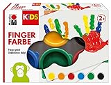 Marabu 0303000000085 - Kids Fingerfarbe Set mit 6 leuchtenden Farben á 35 ml, parabenfrei, vegan, laktosefrei, glutenfrei, geeignet zum Malen in...