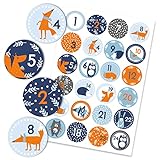 Papierdrachen 24 Adventskalender Zahlenaufkleber - Nr. 32 - Sticker 4 cm - zum Basteln und Dekorieren