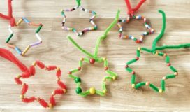 Sterne mit Bügelperlen und Pfeifenputzer basteln.