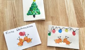 Weihnachtskarten mit Kindern basteln Fingerabdruck