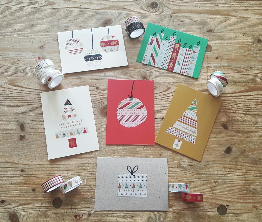 Weihnachtskarten Washi Tape für richtig schöne Klappkarten